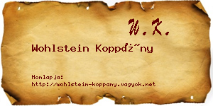 Wohlstein Koppány névjegykártya